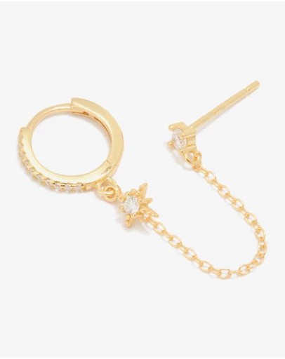 Lovisa - Gold Plated Sterling Silver Cubic Zirconia Chain Double Earring