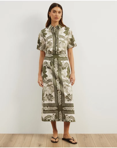 Atmos&Here - Remi Linen Blend Midi Shirt Dress