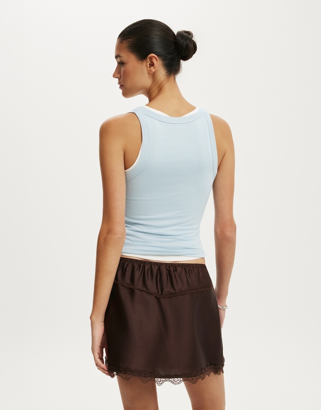 Cotton On - Estelle Satin Lace Slip Mini Skirt