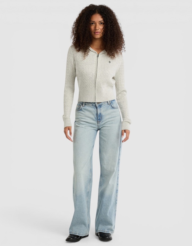GUESS - GUESS JEANS Cable-Knit Hooded Cardigan