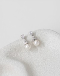 The White Collection - Phoebe - Delicate Silver Pearl Bridal Earrings