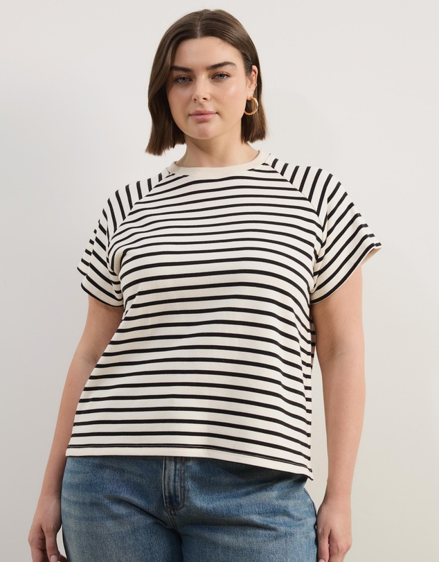 Atmos&Here Curvy - Poppy Cotton Stripe T-Shirt