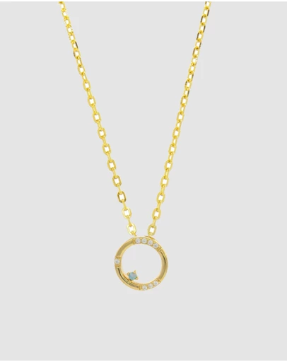 Georgini - Georgini Opal Glow Blue Created Opal Circle Gold Pendant