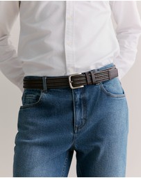 Trenery - Maitland Woven Leather Belt in Chocolate