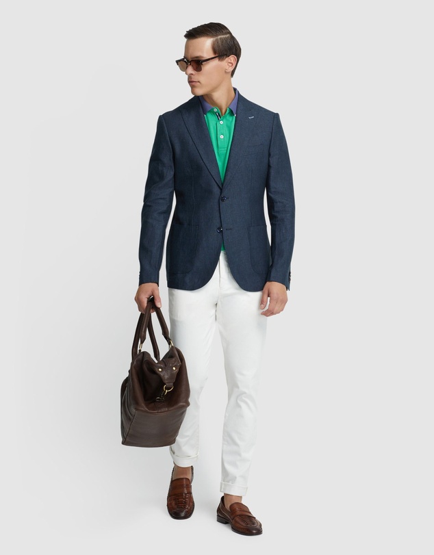 Oxford - Milton Linen Blazer With Peak Lapel