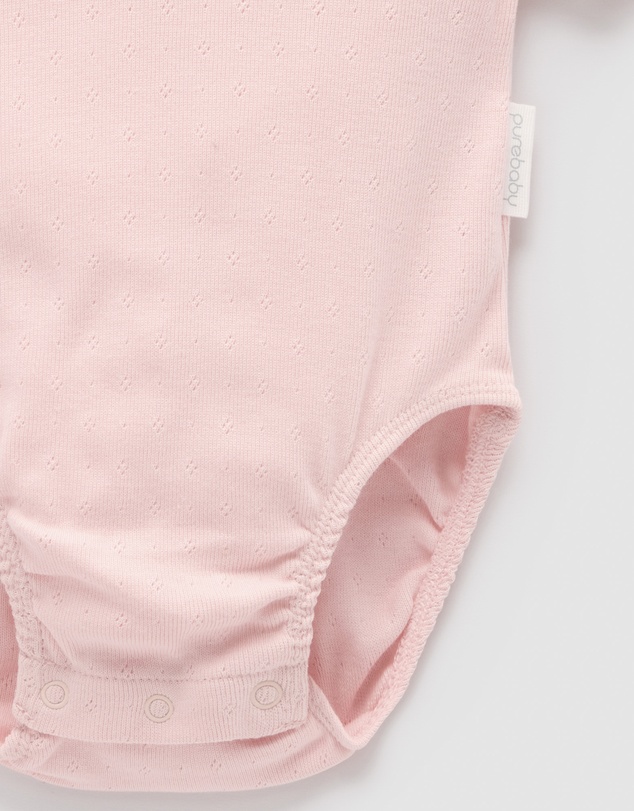 Purebaby - Pointelle Ruffle Bodysuit -Kids-Babies