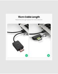 Ugreen - UGreen 2-In-1 USB 3.0 A Card Reader Black