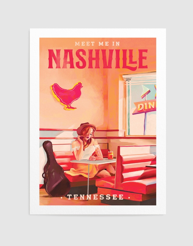 Olive et Oriel - Nashville Tennessee Redhead Music Poster by The Whiskey Ginger Art Print