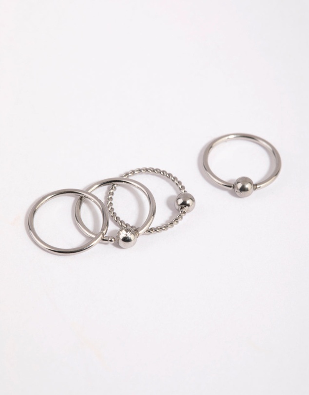 Lovisa - Surgical Steel Textured Nose Ring 4-Pack