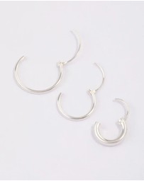 Lovisa - Sterling Silver Mixed Thick Hoop Earrings Pack