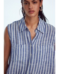 NEXT - Sleeveless Ruched Side Linen Blend Shirt