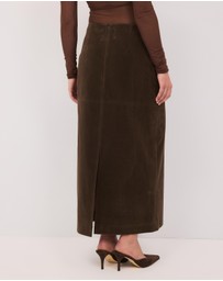 Calli - Maslow Faux Suede Midi Skirt
