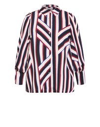 City Chic - Plus size Haylee Timeless Stripe Shirt - bone