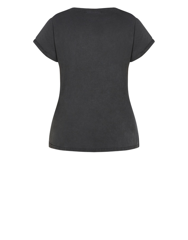City Chic - Plus size Moonlight Cuff Tee - black wash