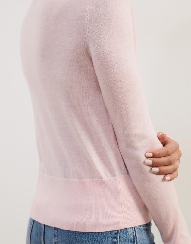 Atmos&Here - Elina Crewneck Knit Cardigan With Rib Hem