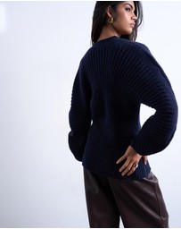 TOPSHOP - Knitted Ovoid Sleeve Cinch Cardigan