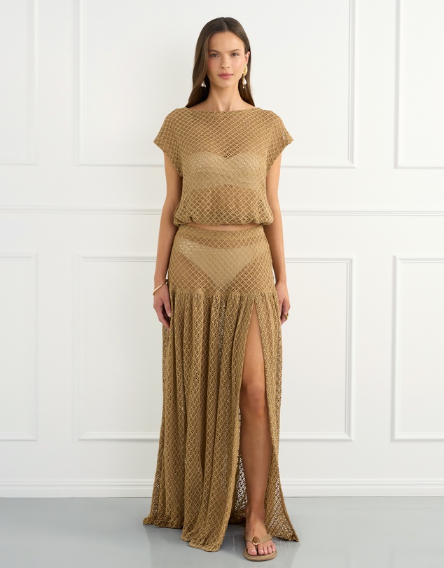 Aqua Blu Australia - Beige Pia Maxi Skirt