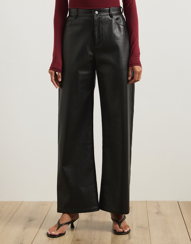 Atmos&Here - Laura Leather Look Straight Leg Pants