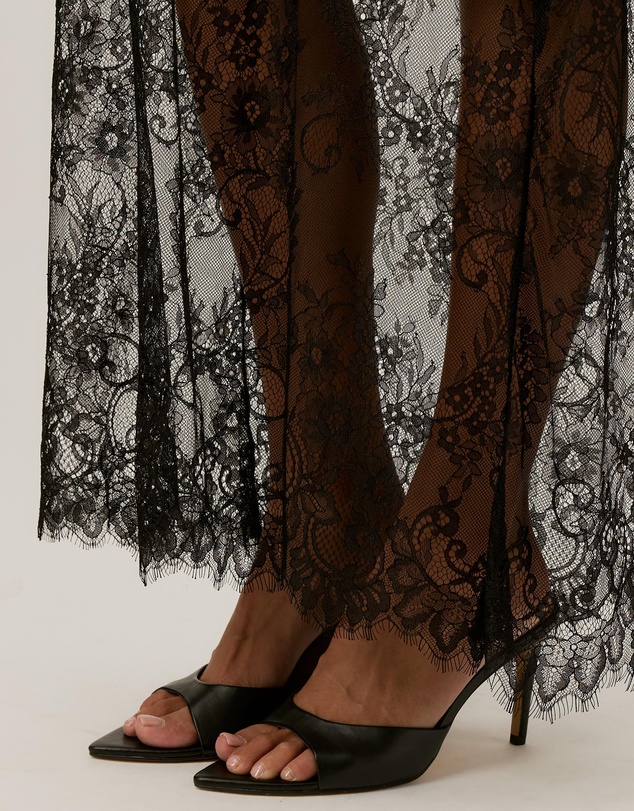Tussah - Opal Satin Lace Trim Maxi Skirt