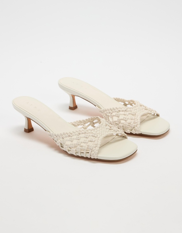 AERE - Leather Woven Kitten Heels