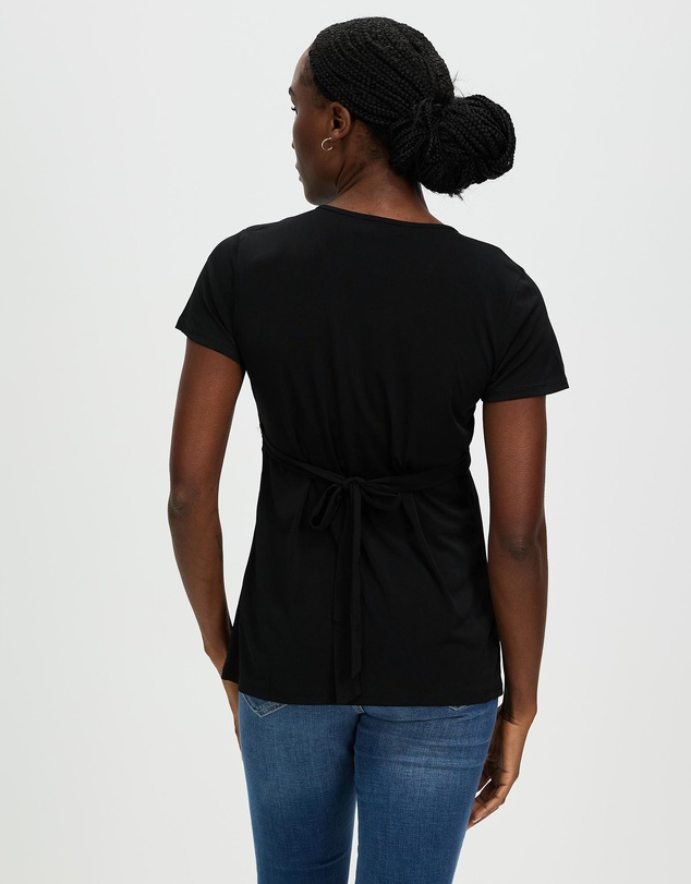 Angel Maternity - Maternity Crossover Short Sleeve V-Neck Work Top
