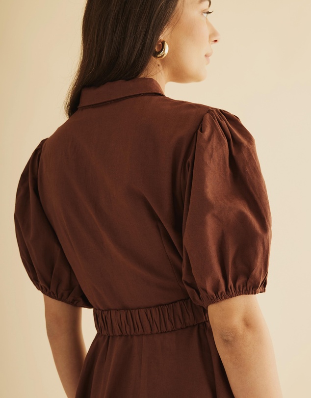 Atmos&Here - Kirrie Linen Blend Belted Midi Dress