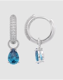 Georgini - GEORGINI WISTERIA DUO PEAR EARRINGS BLUE TOPAZ CZ SILVER