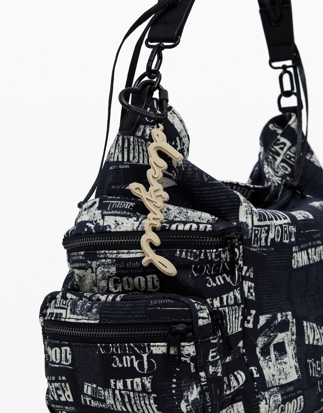 Desigual - Medium newspaper shoulder bag