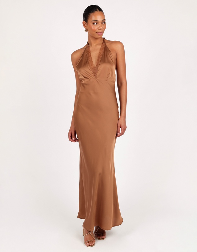Petal & Pup - Kalina Halterneck Maxi Dress - Bronze