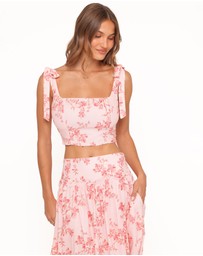 Petal & Pup - Tyler Tie Shoulder Top - Rose Pink Floral