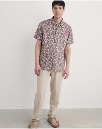 Seasalt - Seasalt Cornwall Multi Blue Heron Short Sleeve Shirt
