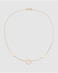 Elli Jewelry - Necklace Cloverleaf Symbol Luck with Zirconia in 925 Sterling Silver Gold Plated