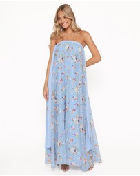 Petal & Pup - Codie Off Shoulder Maxi Dress - Cornflower Blue Floral