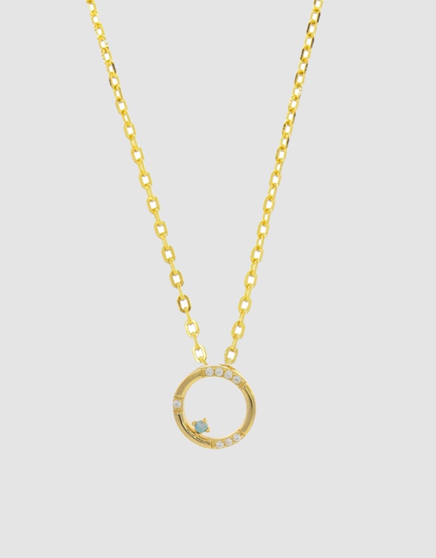Georgini - Georgini Opal Glow Blue Created Opal Circle Gold Pendant