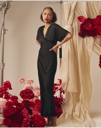 Forcast - Cleo Lace Trim Satin Dress