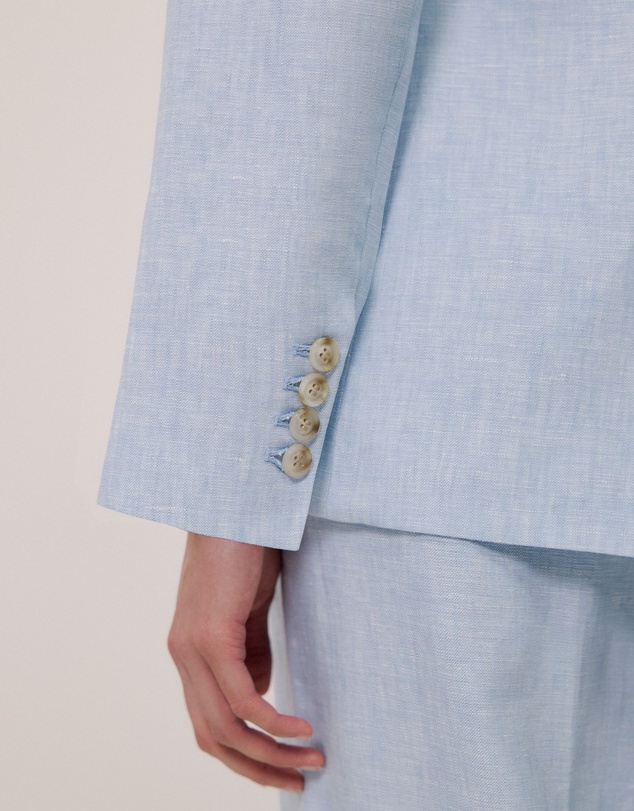 Trenery - Yarn Dyed Linen Double Breasted Blazer in Blue Marble