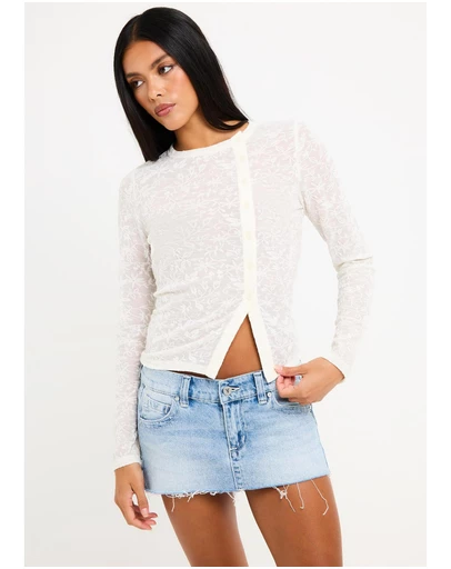 Subtitled - Ariel Crinkle Long Sleeve Button Top
