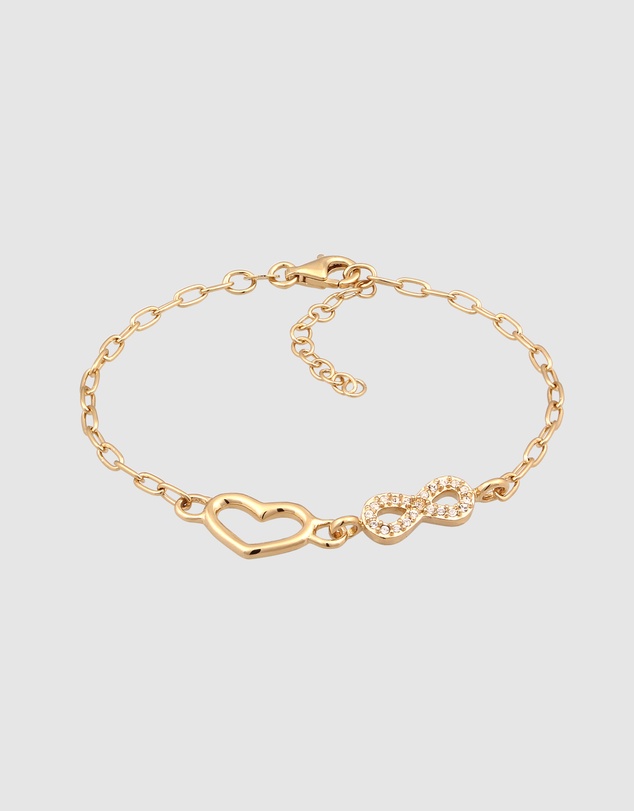 Elli Jewelry - Bracelet Crystal Heart 925 Sterling Silver Gold-Plated