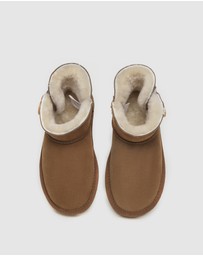 EVERAU - Australian Shepherd Ugg Nolan Kids Mini Button Cow Suede Upper UGG Boots
