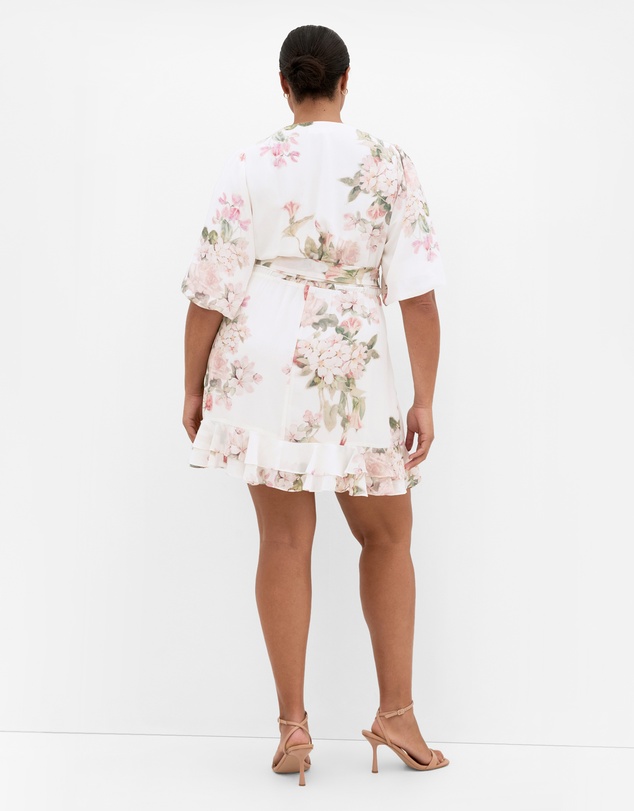 City Chic - Plus size Koko Print Mini Dress - ivory