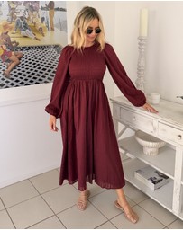Esther & Co - Iolana Dress - Wine Long Sleeve