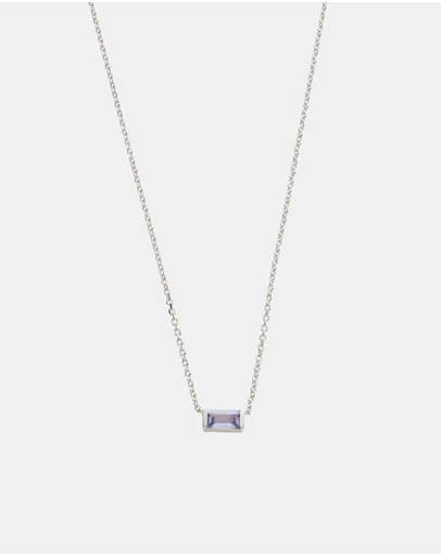 Kirstin Ash - Baguette Birthstone Necklace December Tanzanite