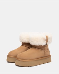 EVERAU - Australian Shepherd Ugg Mini Eleny Platform Cow Suede Upper UGG Boots