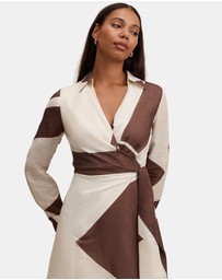 Forever New - Angelina Long Sleeves Tie Midi Dress
