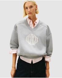 Tommy Hilfiger - Flex Fleece Logo Embroidery V-Neck Sweatshirt