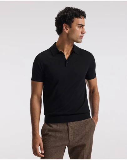Calibre - Merino Wool Polo Black
