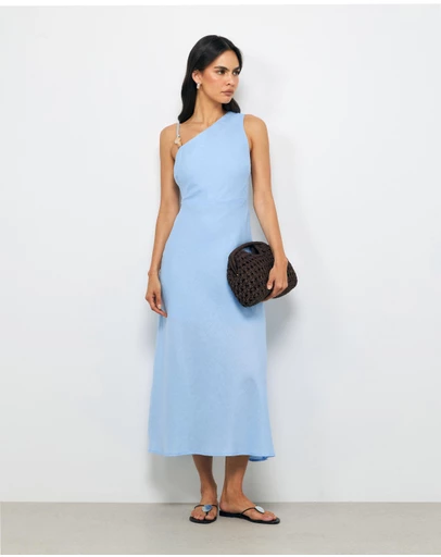 AERE - Gigi Beaded Linen Midi Dress