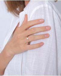 Elli Jewelry - Ring Engagement Solitaire with Moissanite in 925 Sterling Silver Gold Plated