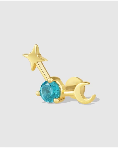 Wanderlust + Co - Birthstone Constellation Gold Flat Back Earring - Dec