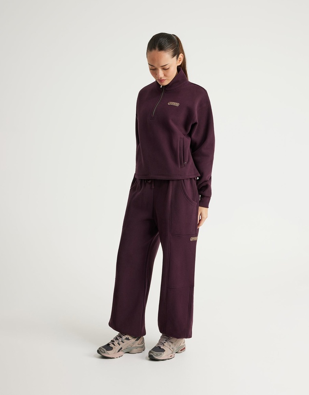Upstate - Plush Half Zip Funnel Neck - Merlot